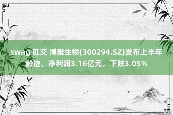 swag 肛交 博雅生物(300294.SZ)发布上半年龄迹，净利润3.16亿元，下跌3.05%