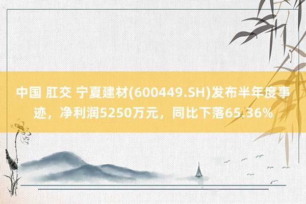 中国 肛交 宁夏建材(600449.SH)发布半年度事迹，净利润5250万元，同比下落65.36%