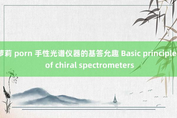 萝莉 porn 手性光谱仪器的基答允趣 Basic principles of chiral spectrometers