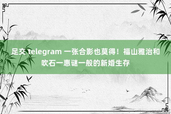 足交 telegram 一张合影也莫得！福山雅治和吹石一惠谜一般的新婚生存