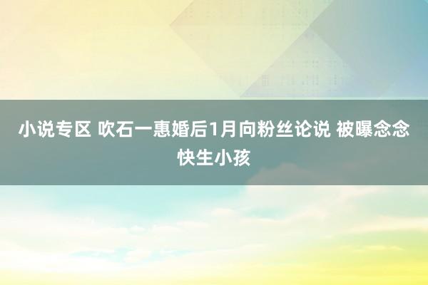 小说专区 吹石一惠婚后1月向粉丝论说 被曝念念快生小孩