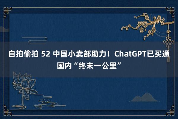 自拍偷拍 52 中国小卖部助力！ChatGPT已买通国内“终末一公里”