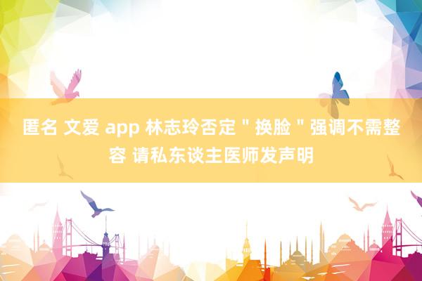 匿名 文爱 app 林志玲否定＂换脸＂强调不需整容 请私东谈主医师发声明