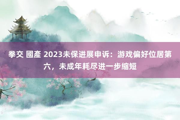 拳交 國產 2023未保进展申诉：游戏偏好位居第六，未成年耗尽进一步缩短