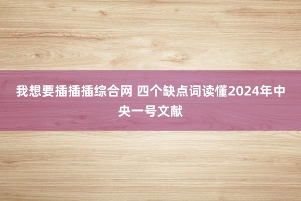 我想要插插插综合网 四个缺点词读懂2024年中央一号文献